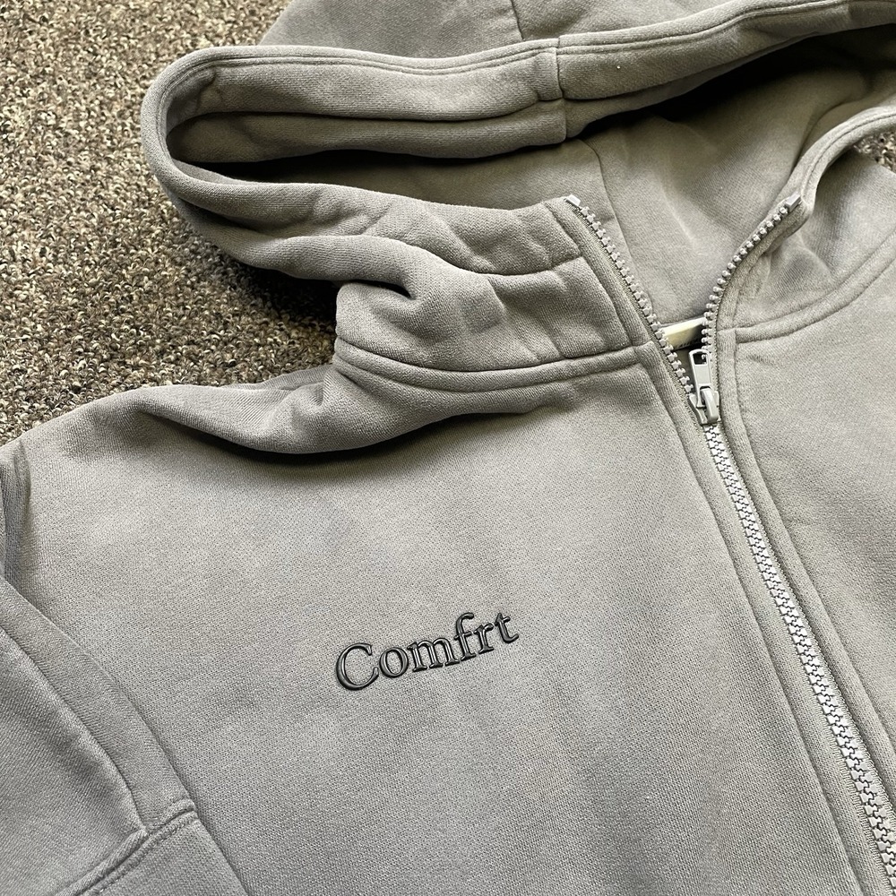 Comfrt Zip up Oversized Hoodie Sweatshirt - Charcoal/ Dark Grey Size Medium - Picture 2 of 9